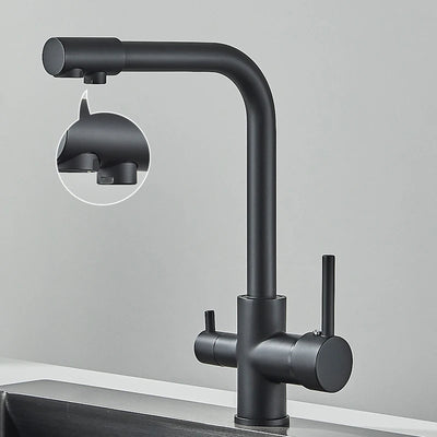 Black Grey Water Filter Kitchen Faucet with 360 Degree Rotation - Smarsty