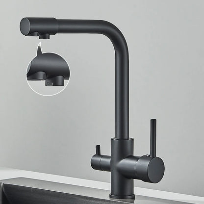 Black Grey Water Filter Kitchen Faucet with 360 Degree Rotation - Smarsty