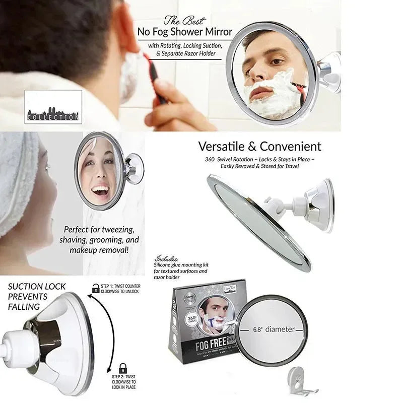 Fogless Makeup Mirror With 360 Degree Rotation - Smarsty