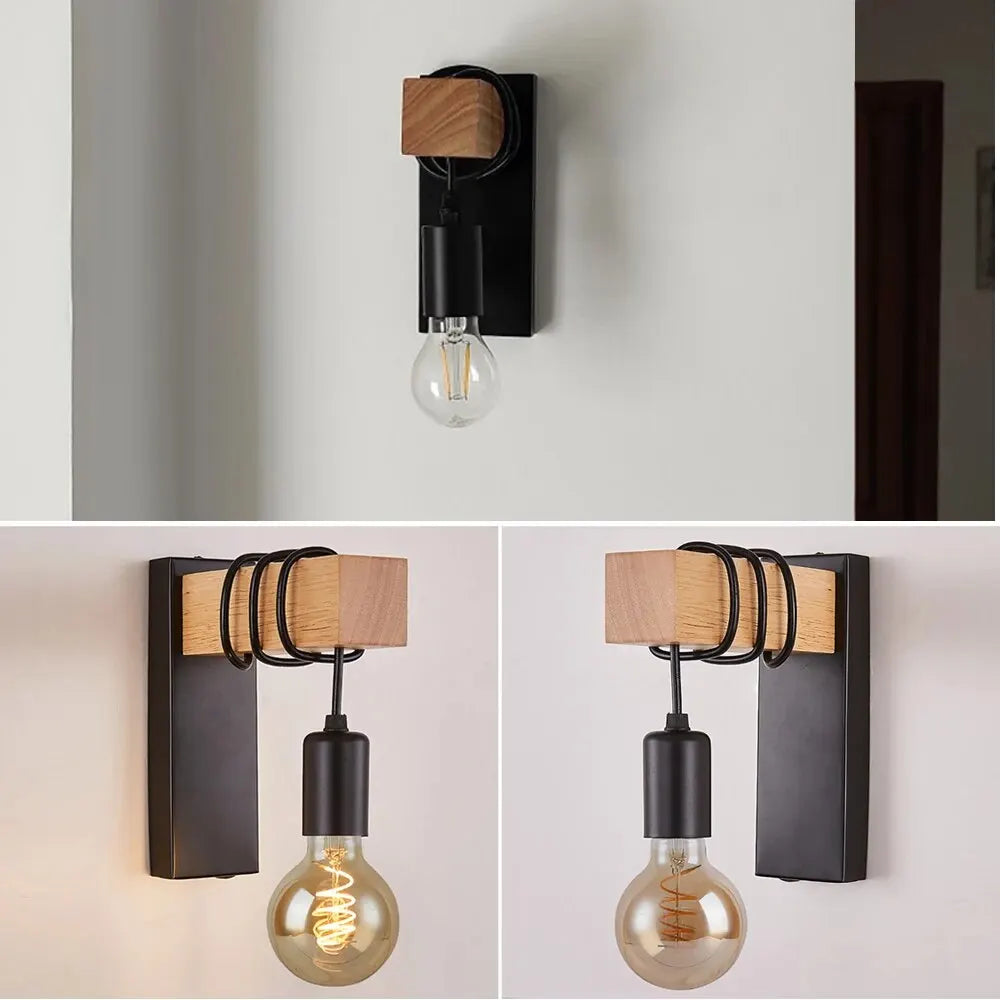 Retro Wood LED Wall Lamp for Stylish Home Decor - Smarsty