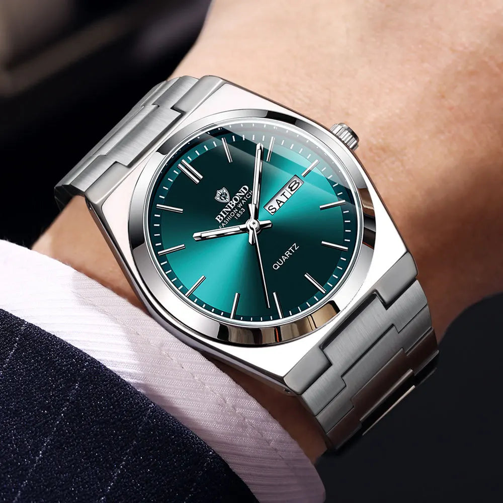 Luxury Stainless Steel Men's Watch with Double Calendar - Smarsty