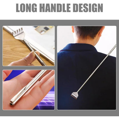silvery Telescopic Back Scratcher,  Portable Extendable Stainless Steel  Scratchers for Men Women ，Mothers Gifts，Gifts For Men，G - Smarsty