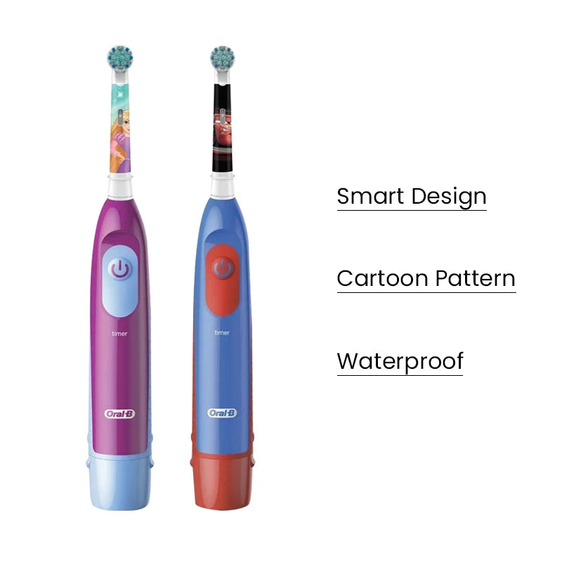 Oral B DB5510K Electric Toothbrush Children Rotary Teeth Brush Soft Bristles 2Min Timer Waterproof Battery Powered For 3-12 Ages - Smarsty