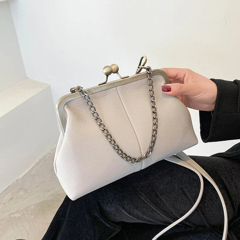 Vintage Soft Skin Shell Bag Lychee Pattern Crossbody - Smarsty