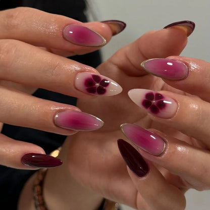 24pcs Flower Design Fake Nail Tips Full Cover - Smarsty