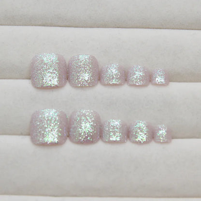 Colorful Flower Press On Nails Set with Glitter - Smarsty