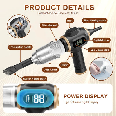 ABS Wireless Car Vacuum Cleaner - Household Appliance - Sofa - Office - High Power - Household Cleaning Machine - Carpet Cleaner - Smarsty
