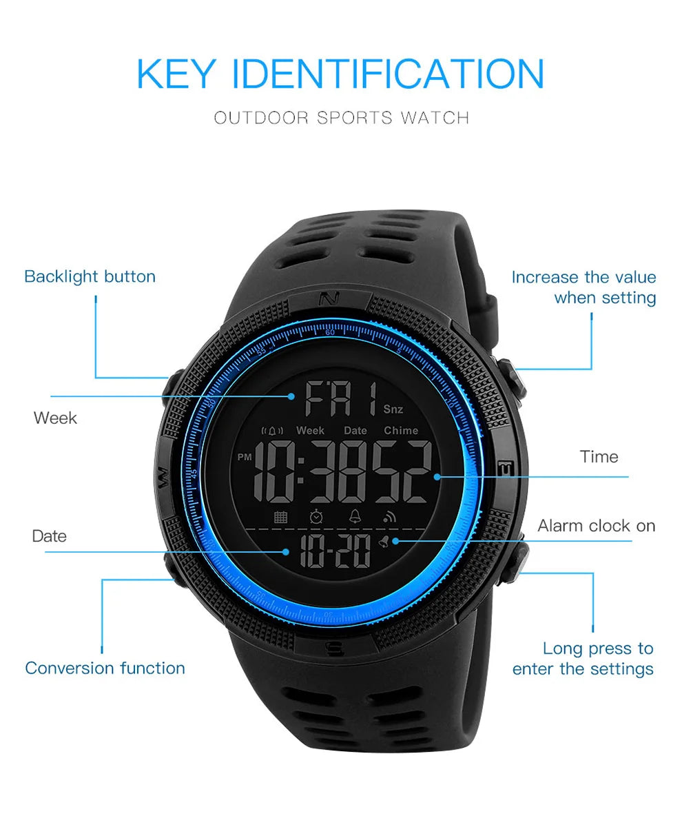 SKMEI 1251 Waterproof Digital Sports Watch for Men - Smarsty