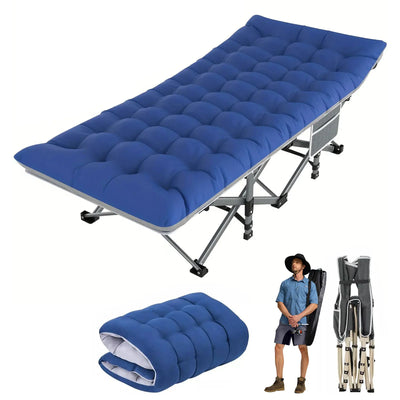 Folding Camping Cot Camp Cots Portable Heavy Duty Outdoor Camping Bed for Adults Home Beach RV Noon Break 200KG Bearing - Smarsty