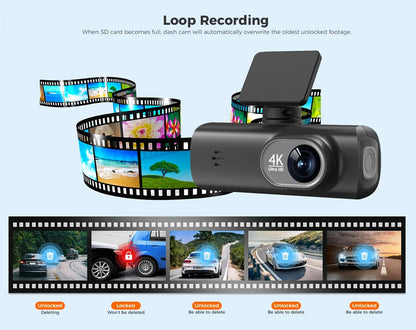 4K Dash Cam With WiFi Dual Lens GPS Parking Monitoring - Smarsty