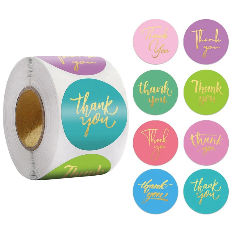 50-500pcs 1inch Blue Thank You Stickers For Envelope Sealing Labels Stationery Supplies Handmade Wedding Gift Decoration Sticker - Smarsty