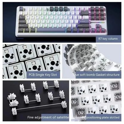87 Key Mechanical Keyboard Tri Mode Wireless RGB Gasket