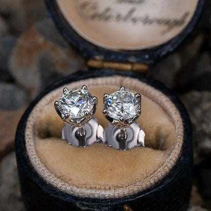 Moissanite Studs 0.5 To 2Ct Sterling Silver Screw Back - Smarsty