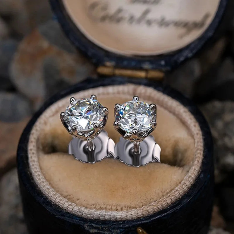 Moissanite Studs 0.5 To 2Ct Sterling Silver Screw Back - Smarsty