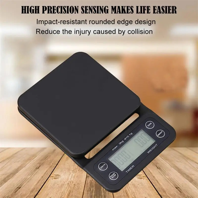 Black Precision Coffee Scale With Timer 0.1g Accuracy - Smarsty