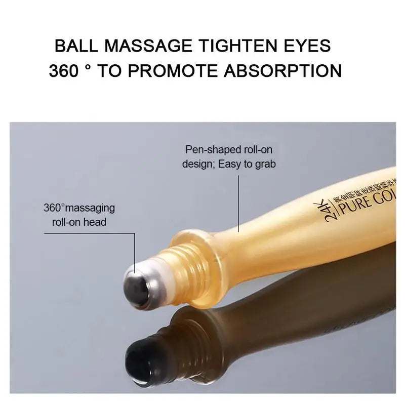 24K Gold Eye Roller Cream for Dark Circles and Puffiness - Smarsty