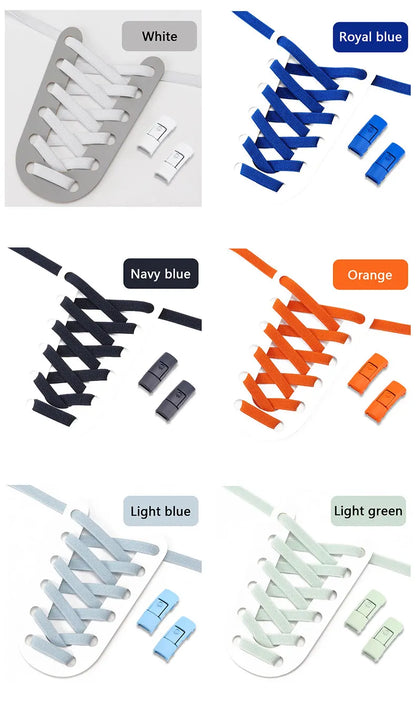 No Tie Shoe laces Press Lock Shoelaces without ties Elastic Laces Sneaker Kids Adult 8MM Widened Flat Shoelace for Shoes - Smarsty