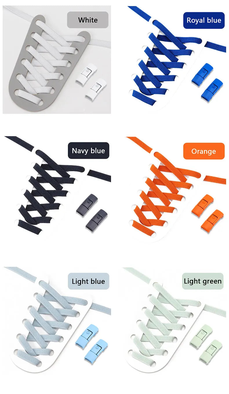 No Tie Shoe laces Press Lock Shoelaces without ties Elastic Laces Sneaker Kids Adult 8MM Widened Flat Shoelace for Shoes - Smarsty