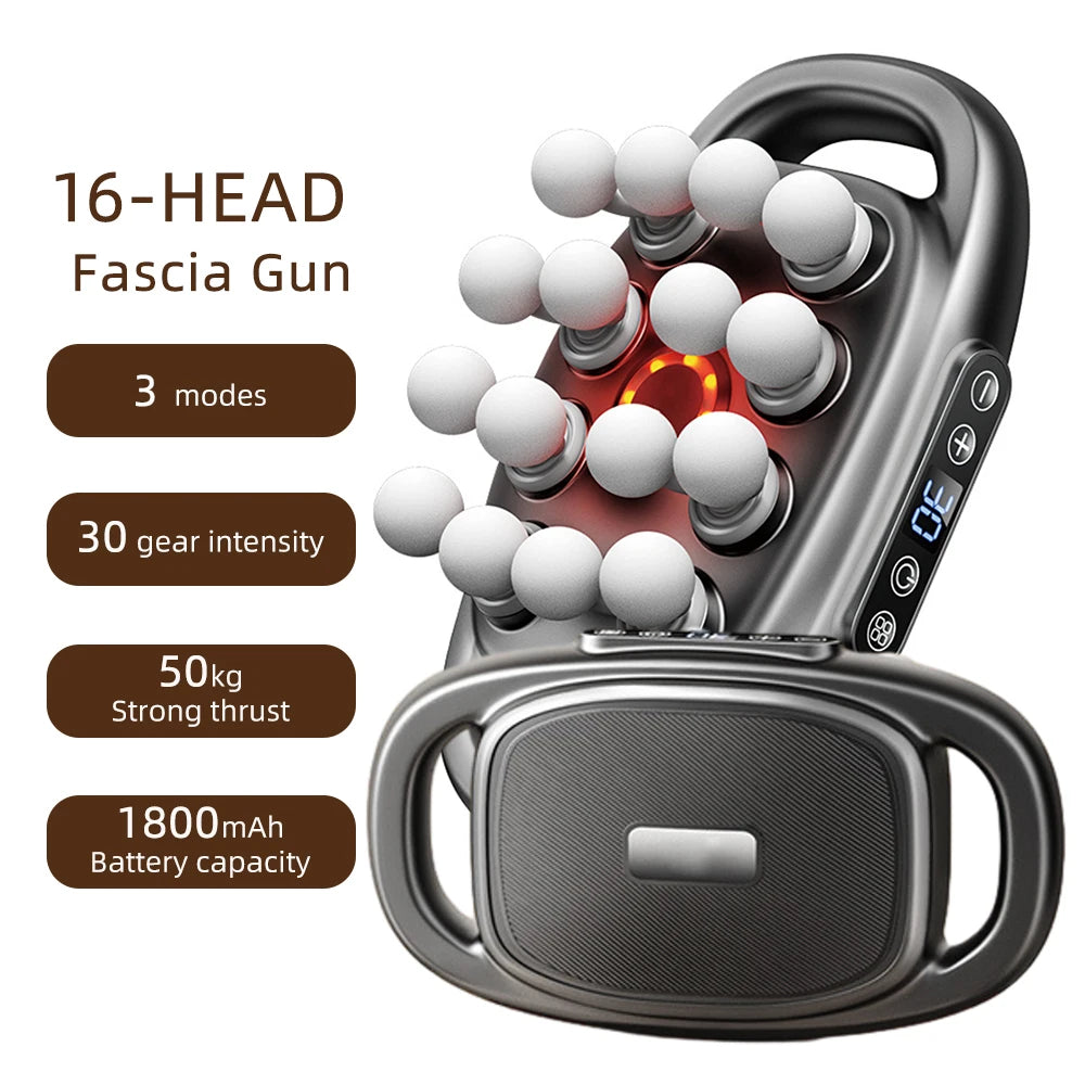 16-Head Fascia Gun High-Frequency Vibration Body Massage Gun Back and Waist Massager Neck Shoulder Massager Muscle masajeador - Smarsty