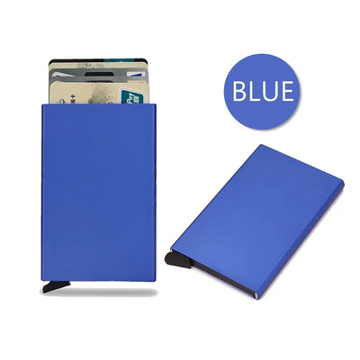 Anti Rfid Blocking Smart Wallet for Men Women ID Bank Credit Card Holder Metal Thin Slim Women Wallets Pop Up Minimalist Purse - Smarsty