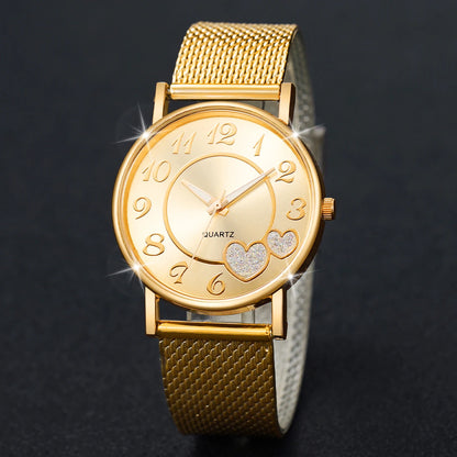 Fashion Heart Women's Quartz Watch Set with Butterfly Design - Smarsty