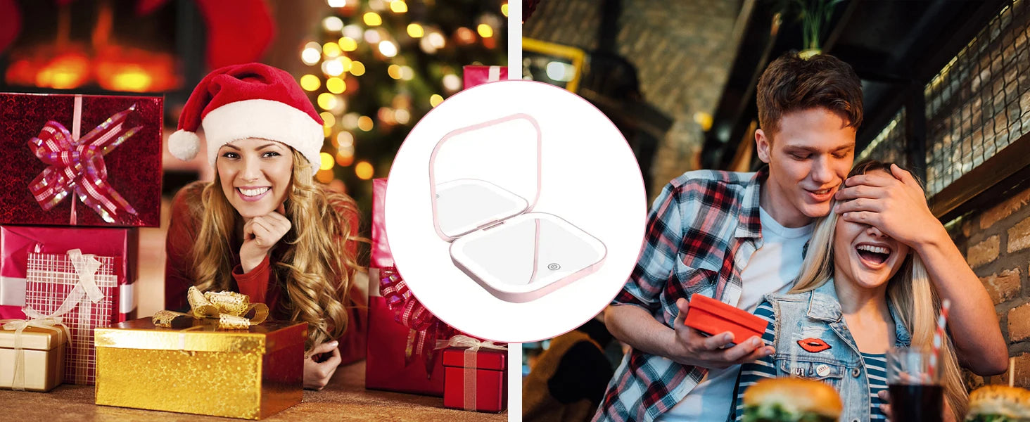 Compact LED Makeup Mirror with 2X Magnification for Travel - Smarsty