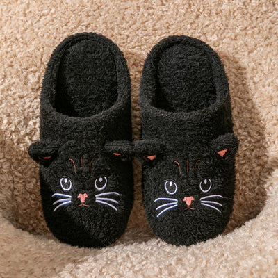 Women's Cartoon Cat Plush Slippers Cozy Winter Bedroom House Shoes with Non-Slip Soft Sole for Indoor Comfort Home Warm Shoes - Smarsty