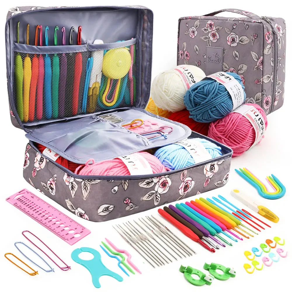 Portable Crochet Knitting Set with 59 Pieces and Storage Bag - Smarsty