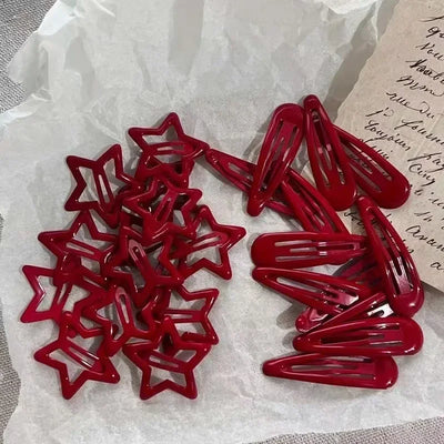 Red Star Snap Clips for Girls Stylish Hair Accessories - Smarsty