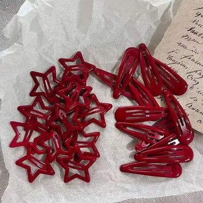 Red Star Snap Clips for Girls Stylish Hair Accessories - Smarsty