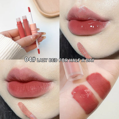 Double Ended Matte Lip Gloss Moisturizing Velvet Texture - Smarsty