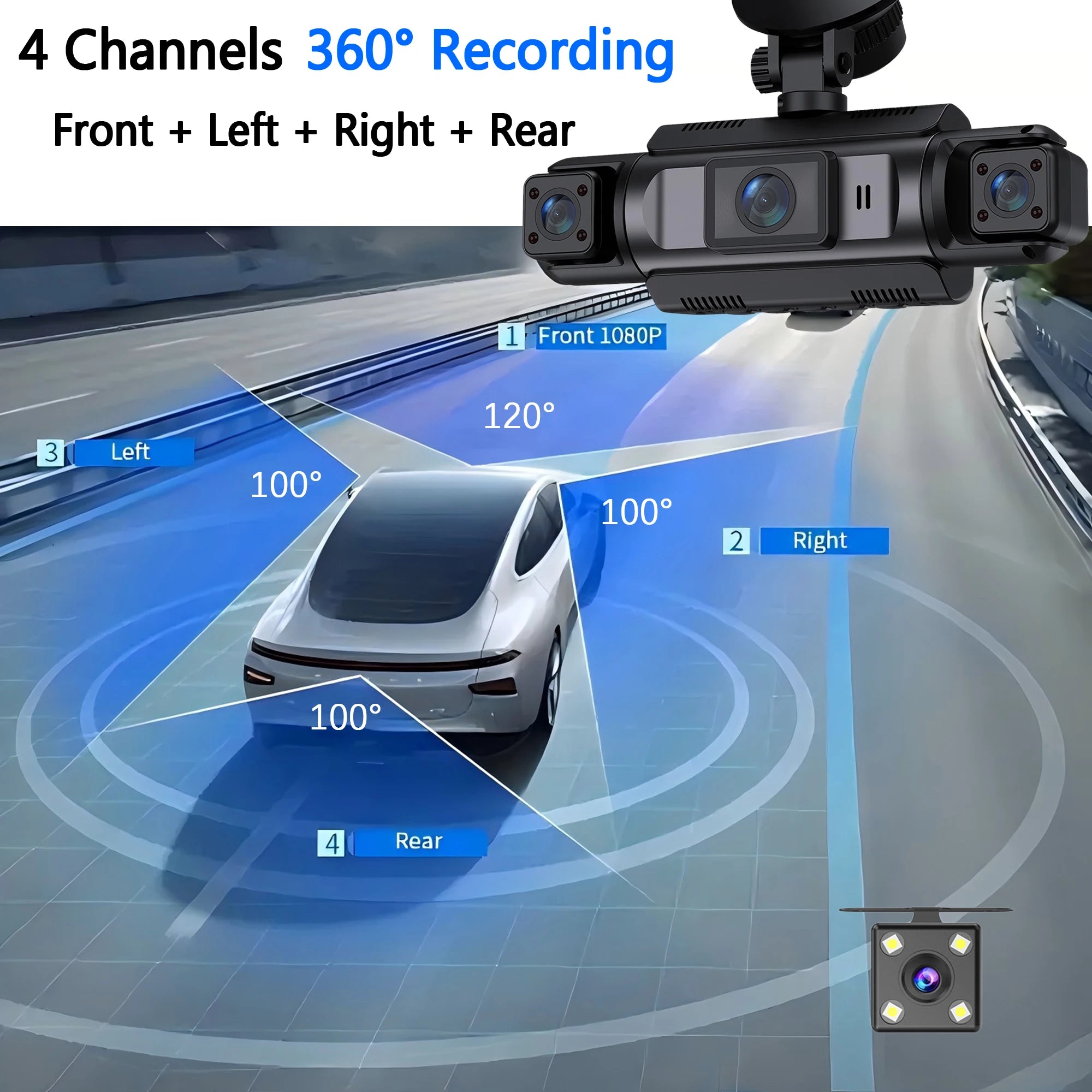 4Channel WiFi Dash Cam Night Vision With Loop Recording - Smarsty