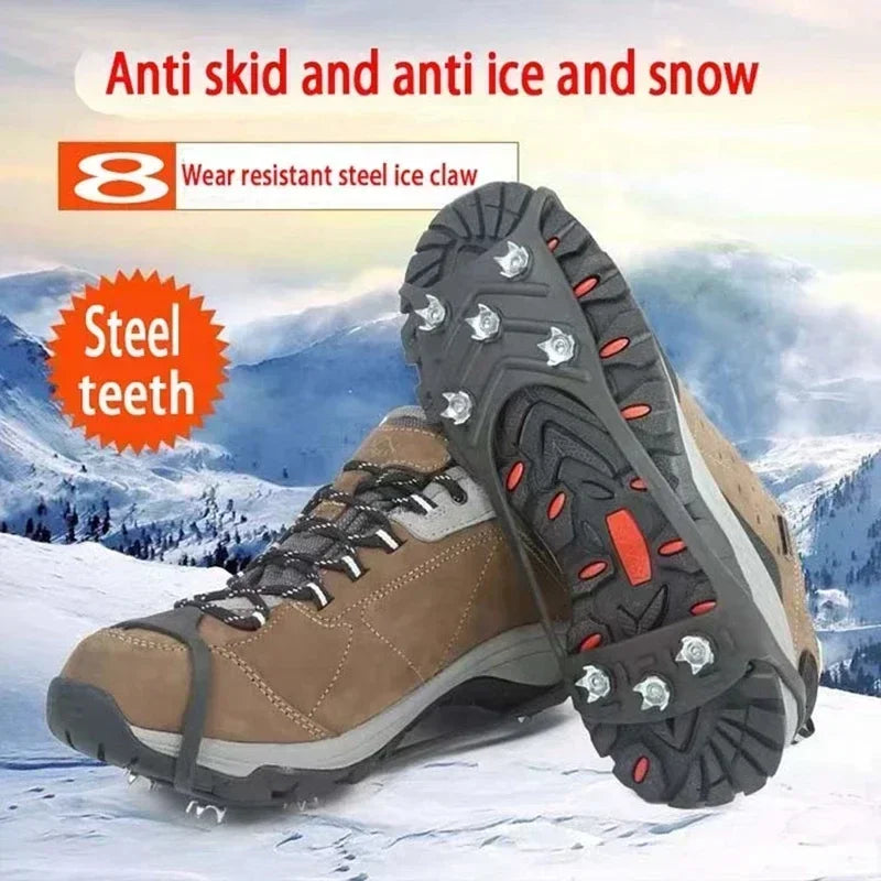 8 Teeth Ice Gripper Spike for Shoes Winter Outdoor Anti-Slip Hiking Mountain Climbing Ice Snow Crampons Anti-slip Shoe Covers - Smarsty
