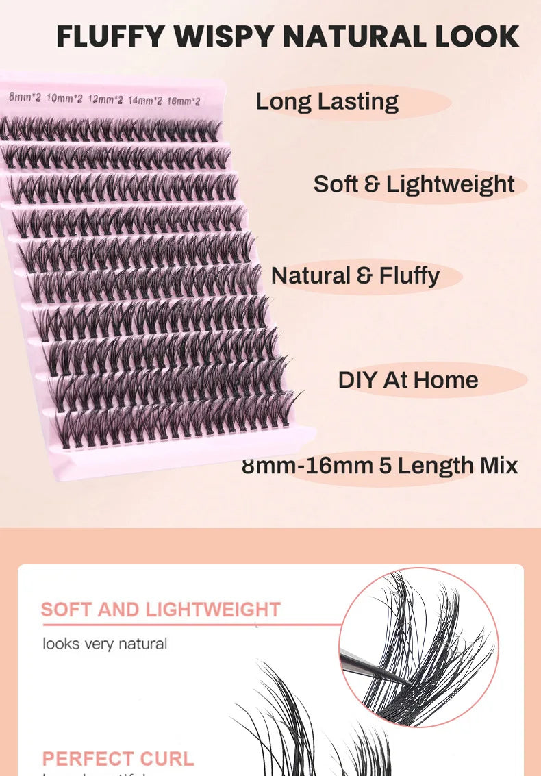 MIAOJIE DIY Eyelash Set with 200 Individual Lashes - Smarsty