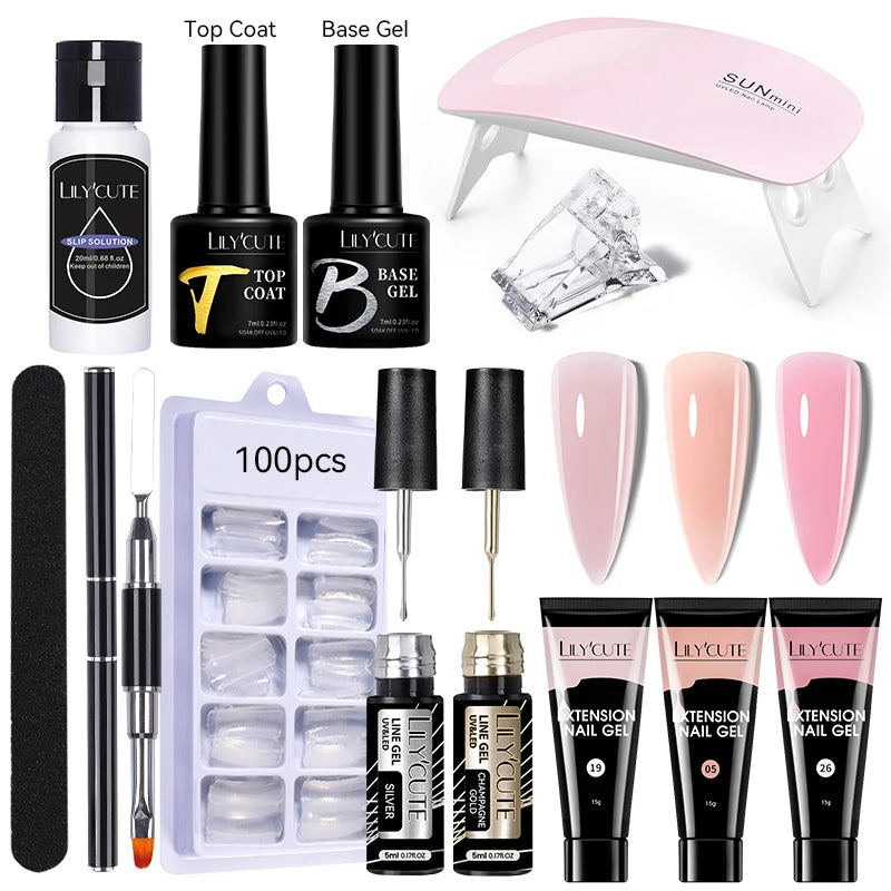 LILYCUTE Nail Gel Set with 6W LED Lamp for Quick Manicure - Smarsty