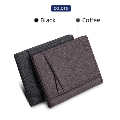YUECIMIE Super Slim Soft Wallet Genuine Leather Mini Credit Card Holder Wallets Purse Thin Small Card Holders Men Wallet - Smarsty