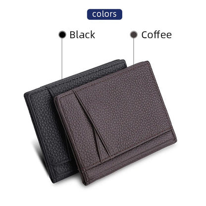 YUECIMIE Super Slim Soft Wallet Genuine Leather Mini Credit Card Holder Wallets Purse Thin Small Card Holders Men Wallet