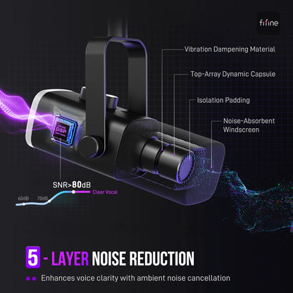 FIFINE USB XLR Dynamic Microphone for Gaming and Streaming - Smarsty