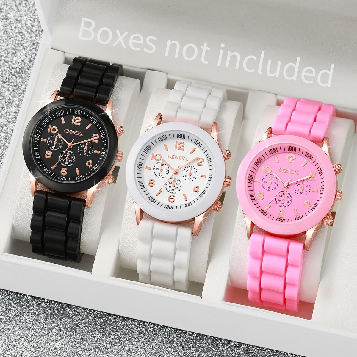 Women's Casual Silicone Band Quartz Watch Set - Smarsty