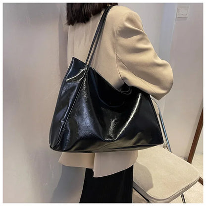 Women PU Leather Tote Bag Large Capacity Shoulder Crossbody - Smarsty