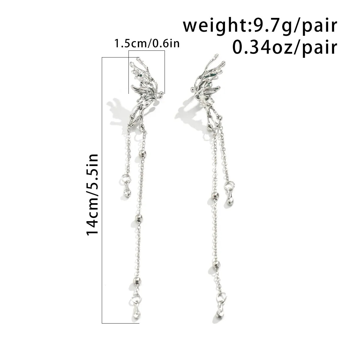 Elegant Butterfly Clip Earrings for Women with Long Tassels - Smarsty