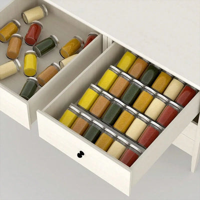 4/2 Layer Spice Drawer Organizer Adjustable Acrylic Spice Jars Rack Tray Expandable Seasoning Organizer Cabinet Kitchen Shelves by Smarsty