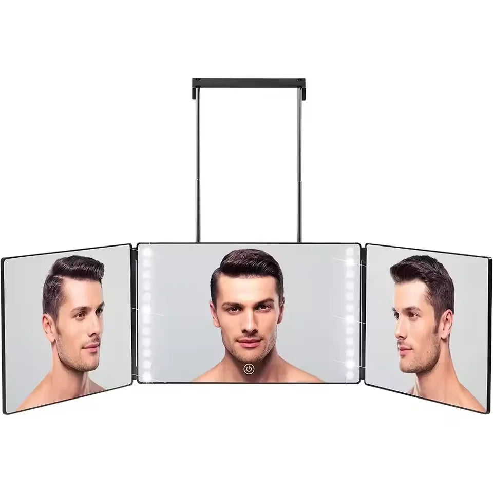 Trifold LED Makeup Mirror with Adjustable Height - Smarsty