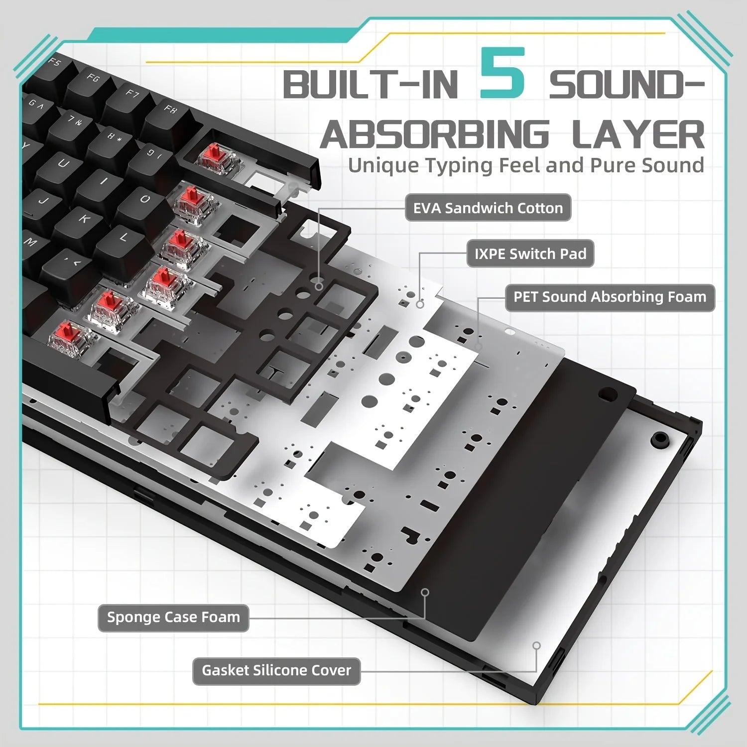 AK820 Mechanical Keyboard With Rotary Volume Control