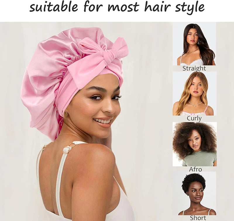 Adjustable Satin Sleeping Hat Elastic Tie For Hair Care - Smarsty