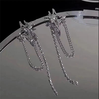 Y2K Pink Heart Star Tassel Earrings for Trendy Kpop Style - Smarsty