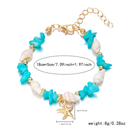 Bohemian Starfish Pendant Beaded Bracelet for Women - Smarsty