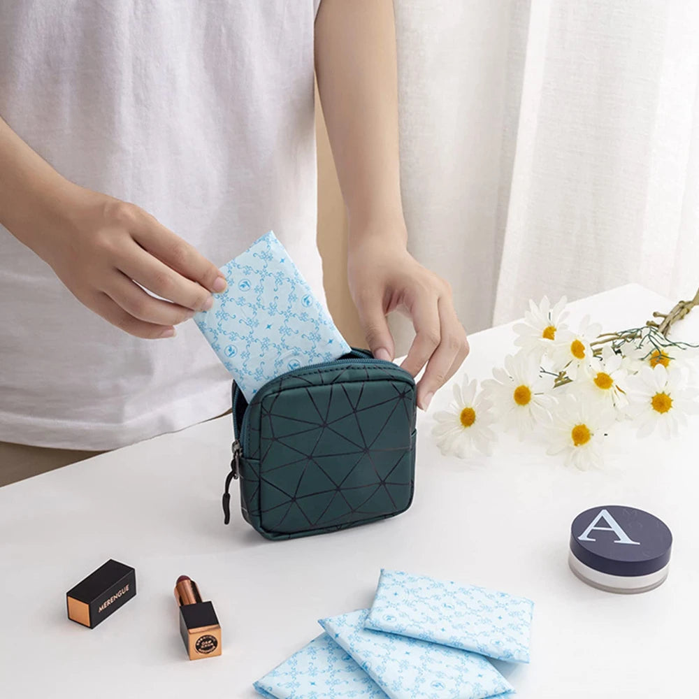 Waterproof Leather Sanitary Napkin Storage Bag With Zipper - Smarsty