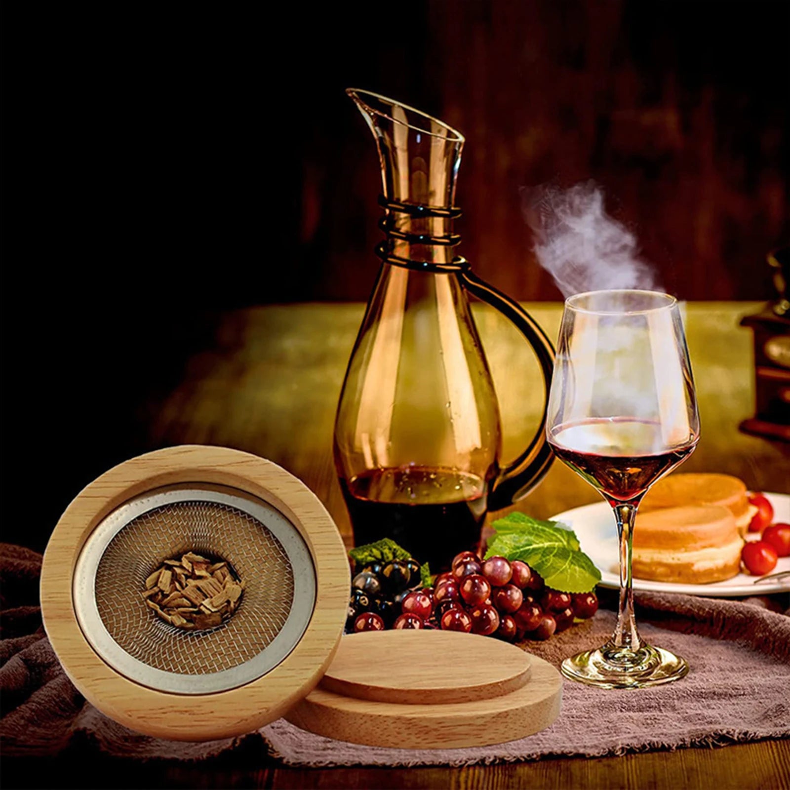 Glass Top Smoker Cocktail Smoker Kit With 4PCS Wood Chips Bartender Accessories For Whiskey Drinks Smoking Gift Kit for Men - Smarsty