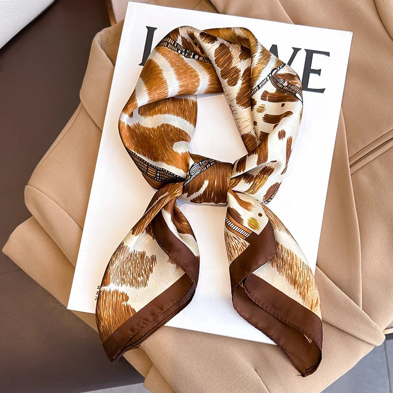 Luxury Women Silk Leopard Print Scarf Soft Satin Wrap - Smarsty